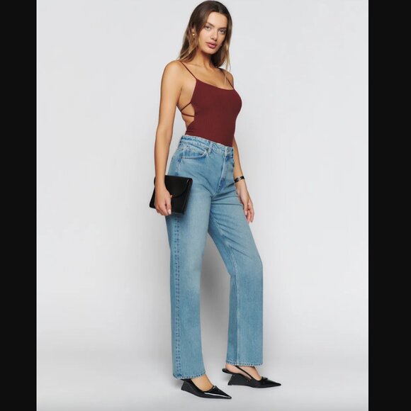 NEW Reformation Heiress Knit Bodysuit Chianti - Size S - Picture 2 of 11